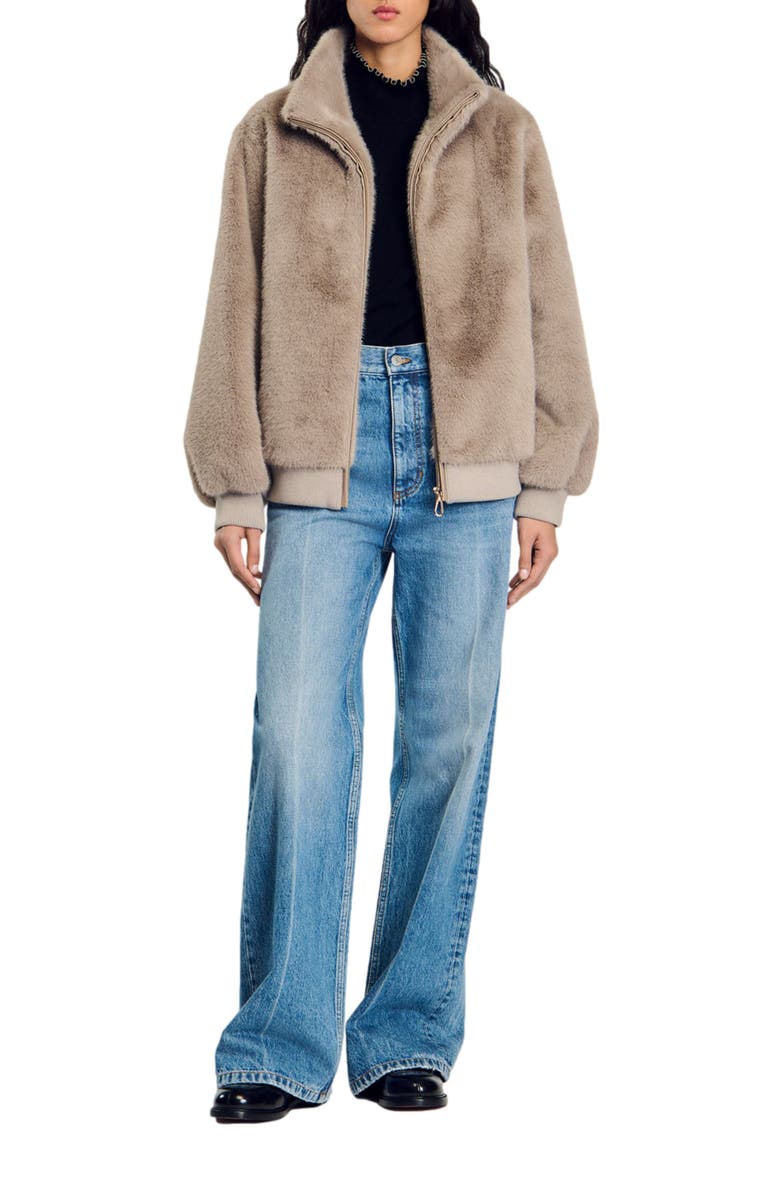 SANDRO Faux fur jacket, Main, color,