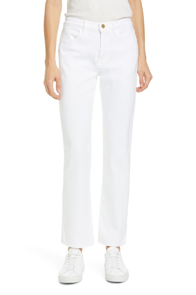 Le Hollywood High Waist Straight Leg Jeans, Main, color, BLANC