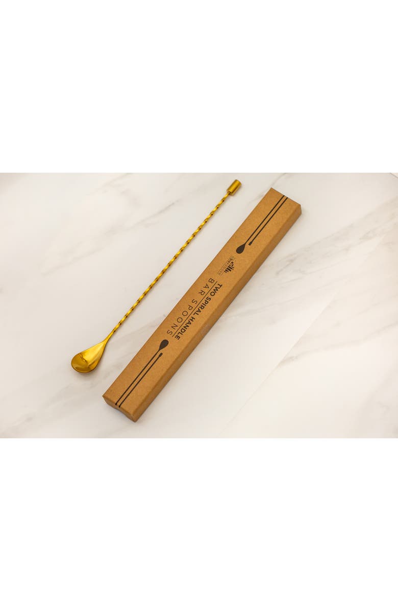 A Bar Above Gold Bar Spoons, Set of 2 with Spiral Handles, Alternate, color, Gold