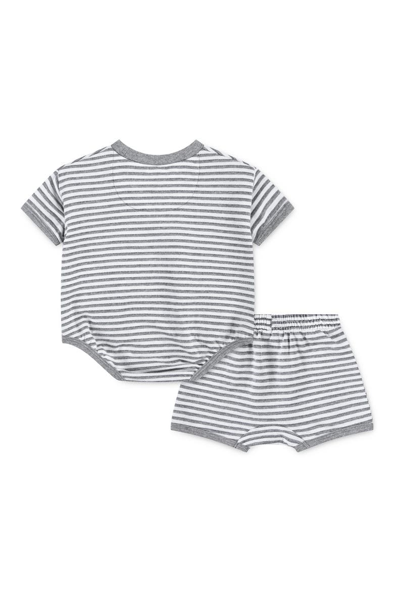 Stripe Bodysuit & Shorts Set, Alternate, color, CARBON HEATHER