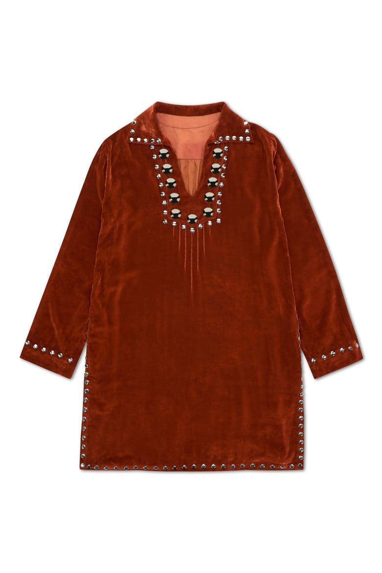 Velvet Shirt with Studs, Main, color, Silver