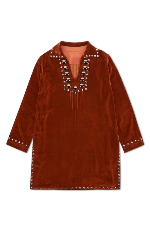 Velvet Shirt with Studs