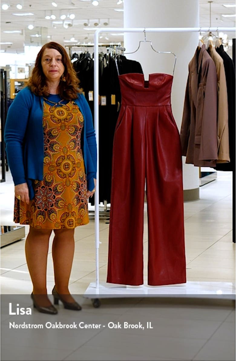 Wire Strapless Wide Leg Faux Leather Jumpsuit, sales video thumbnail