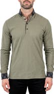 Maceoo Newton Crocodile Pattern Long Sleeve Polo