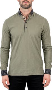 Maceoo Newton Crocodile Pattern Long Sleeve Polo