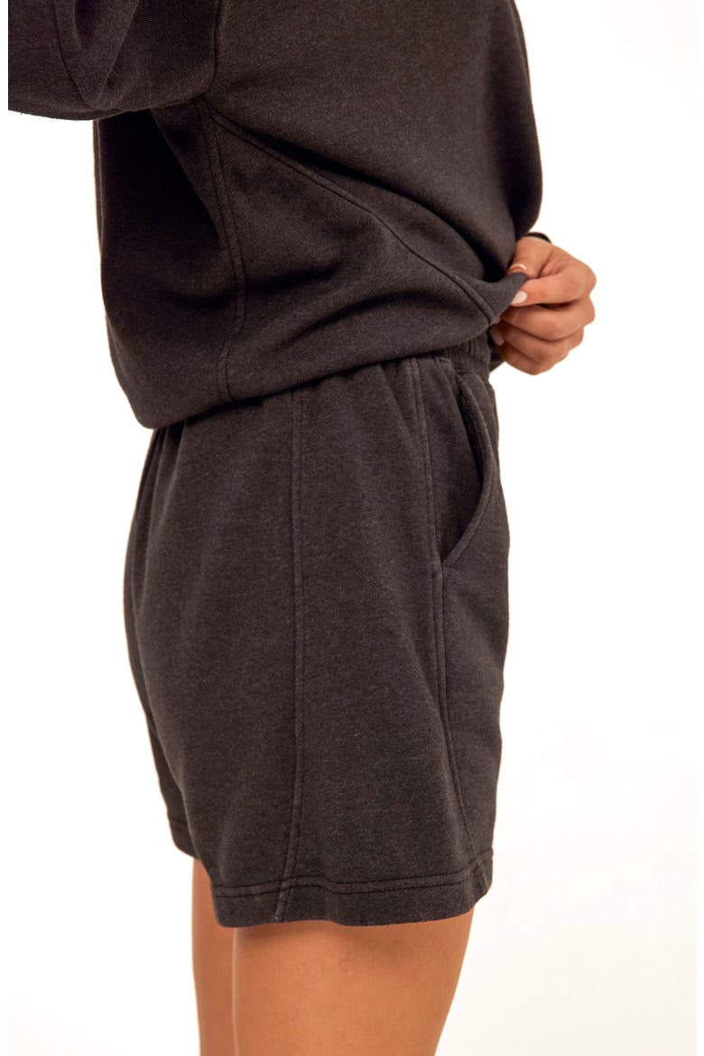 Chantel Mineral Wash Fleece Shorts, Alternate, color, BLACK