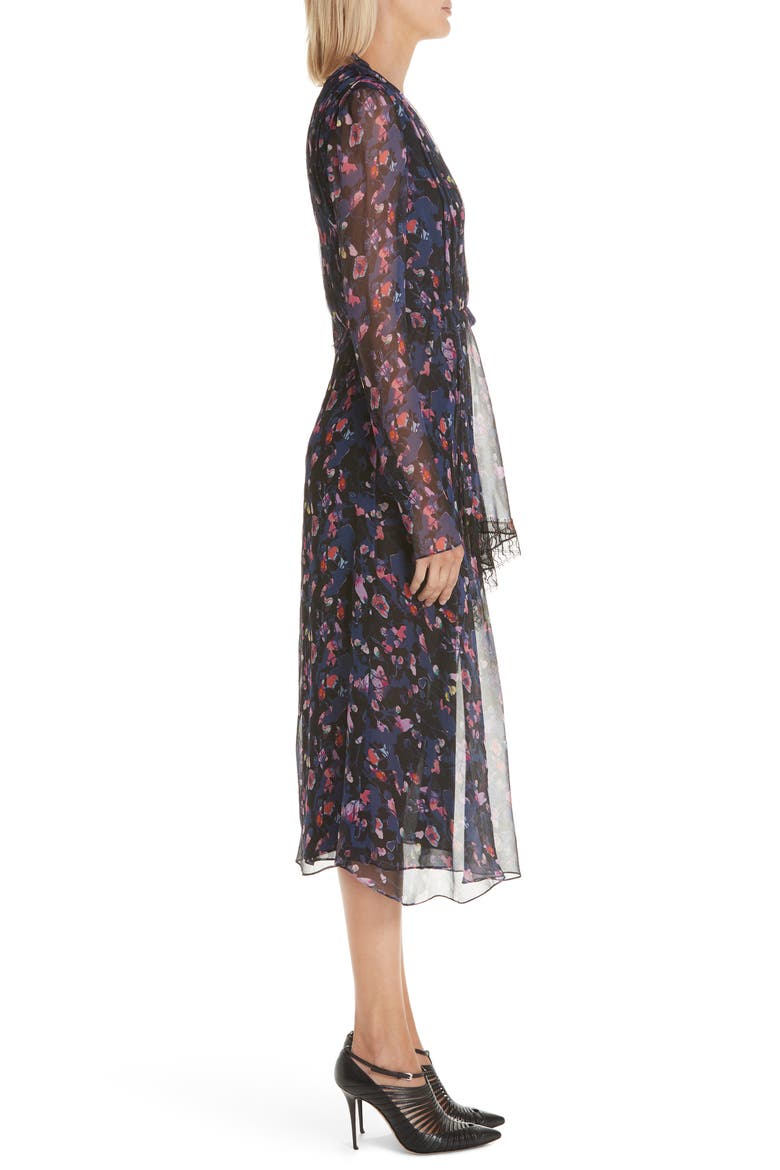 Collection Print Silk Chiffon Midi Dress, Alternate, color, BLACK MULTI