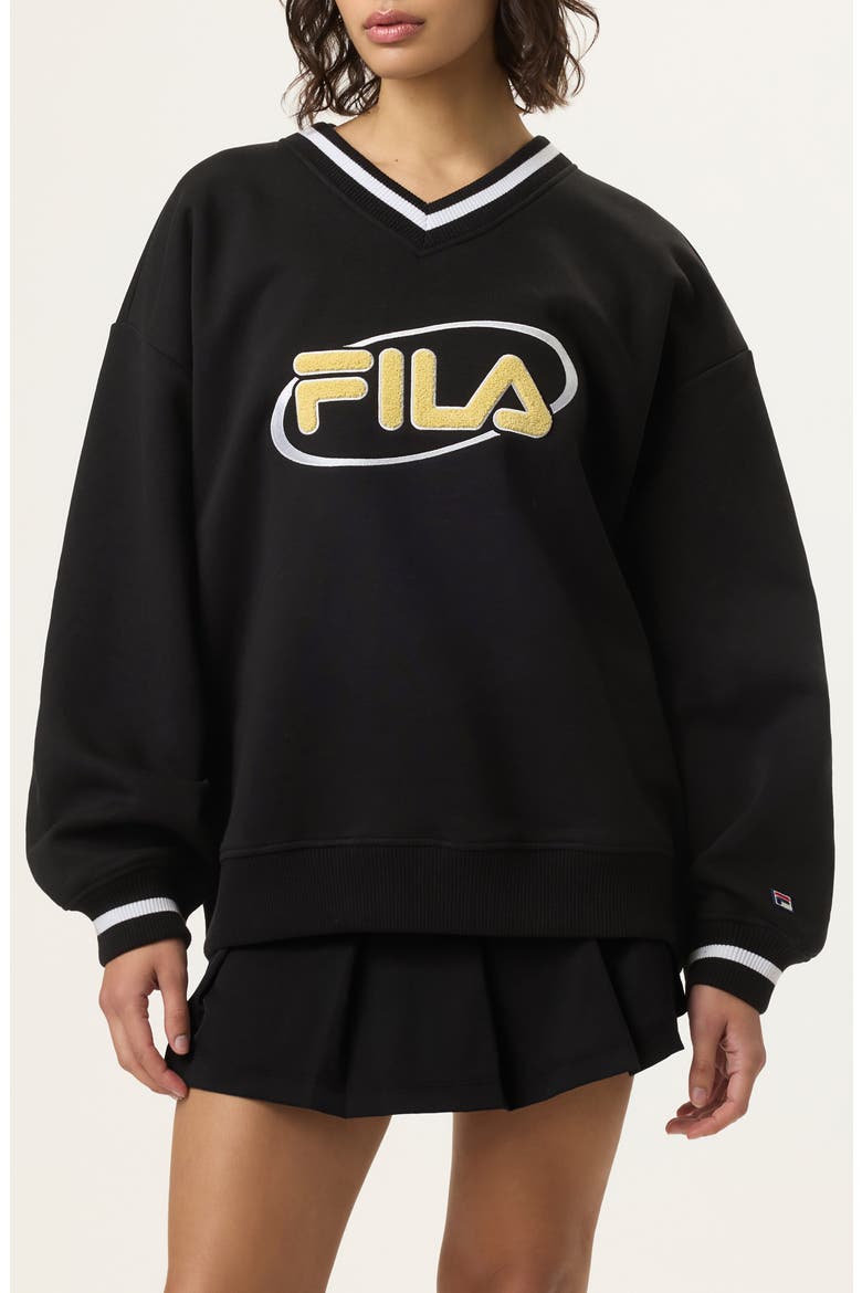 x Hailey V-Neck Sweatshirt, Main, color, BLACK/ POPCORN/ WHITE