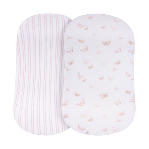 Bassinet Sheets Baby Fitted Bassinet Sheet 2 Pack In Butterfly & Stripe