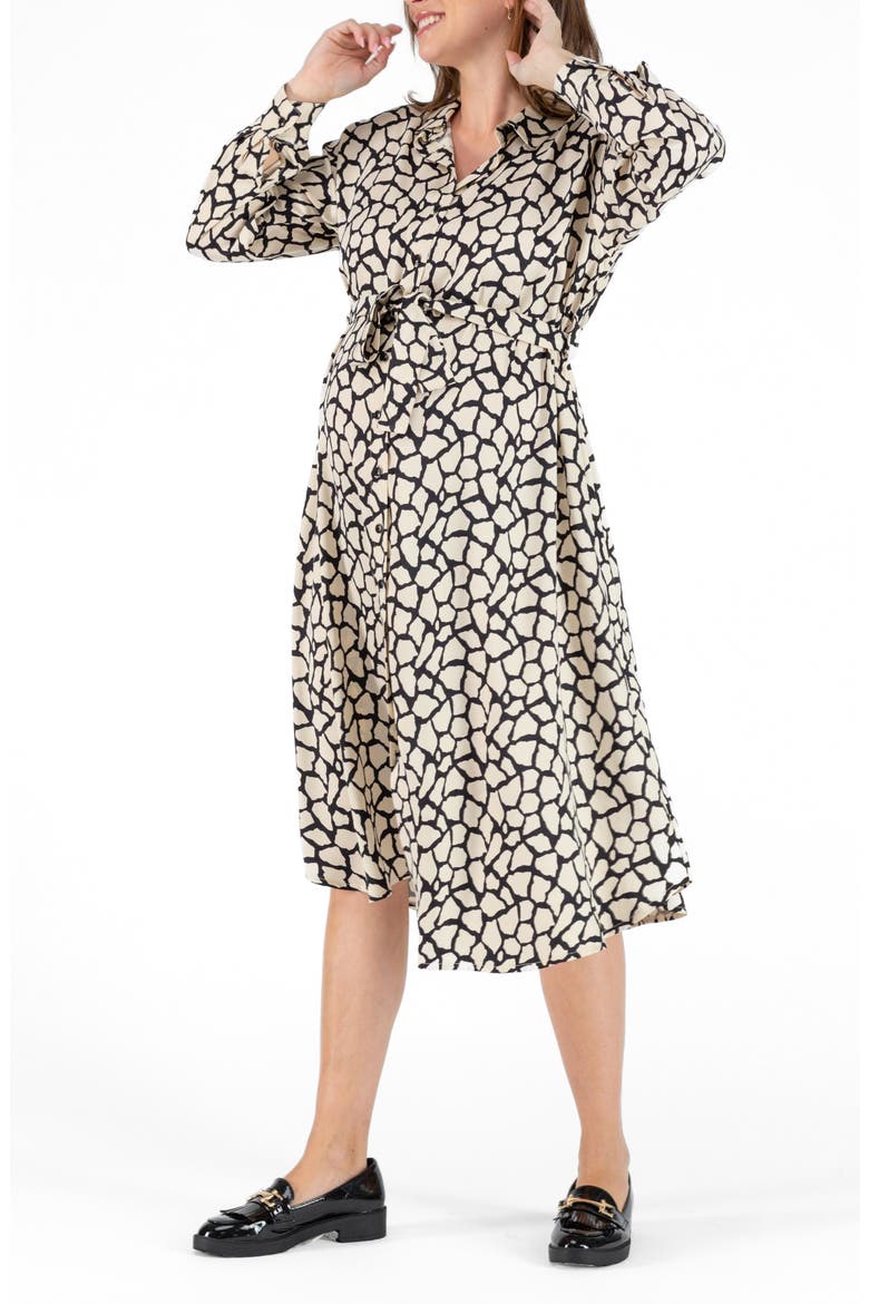 Lina Long Sleeve Maternity/Nursing Shirtdress, Alternate, color, IVORY
