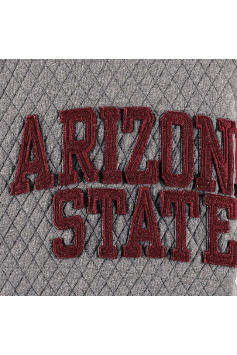Women's Pressbox Heather Charcoal Arizona State Sun Devils Moose Quilted Pullover Sweatshirt, Alternate, color, Heather Gray