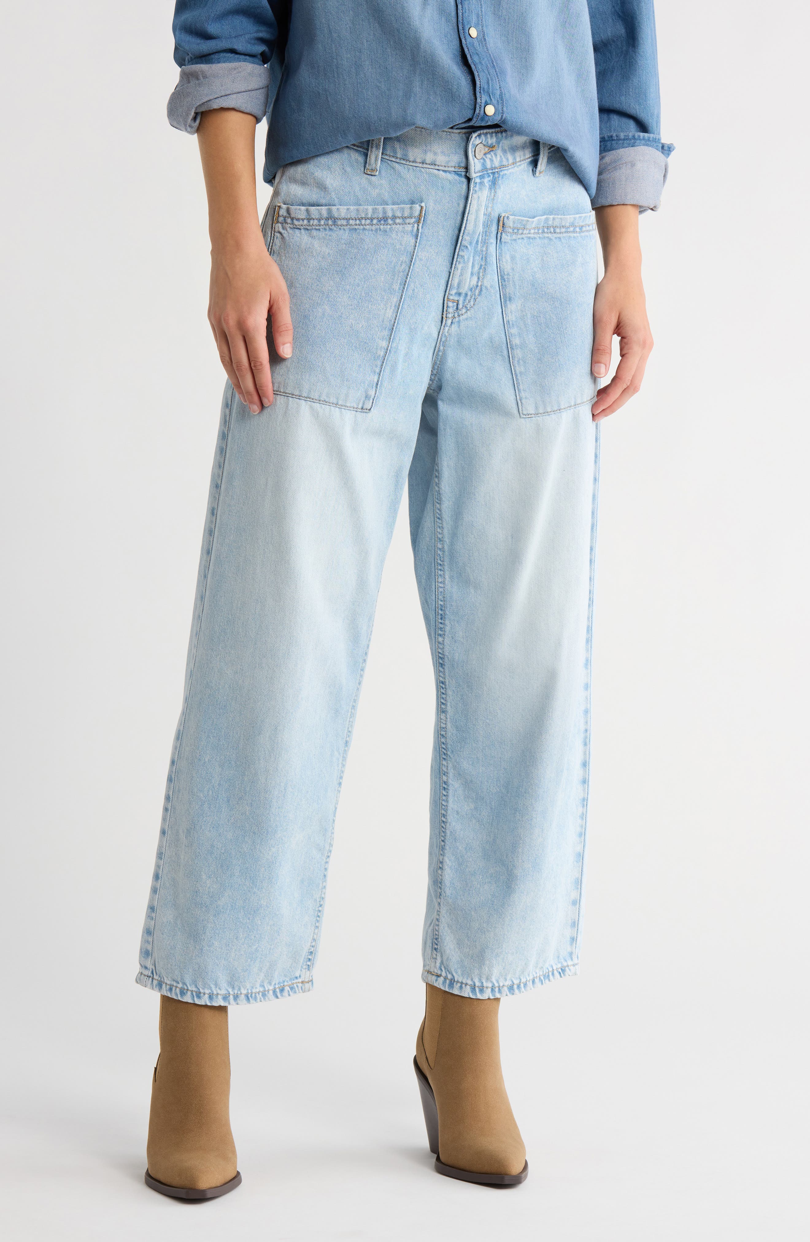 Lucky Brand Patch Pocket High Waist Wide Leg Jeans