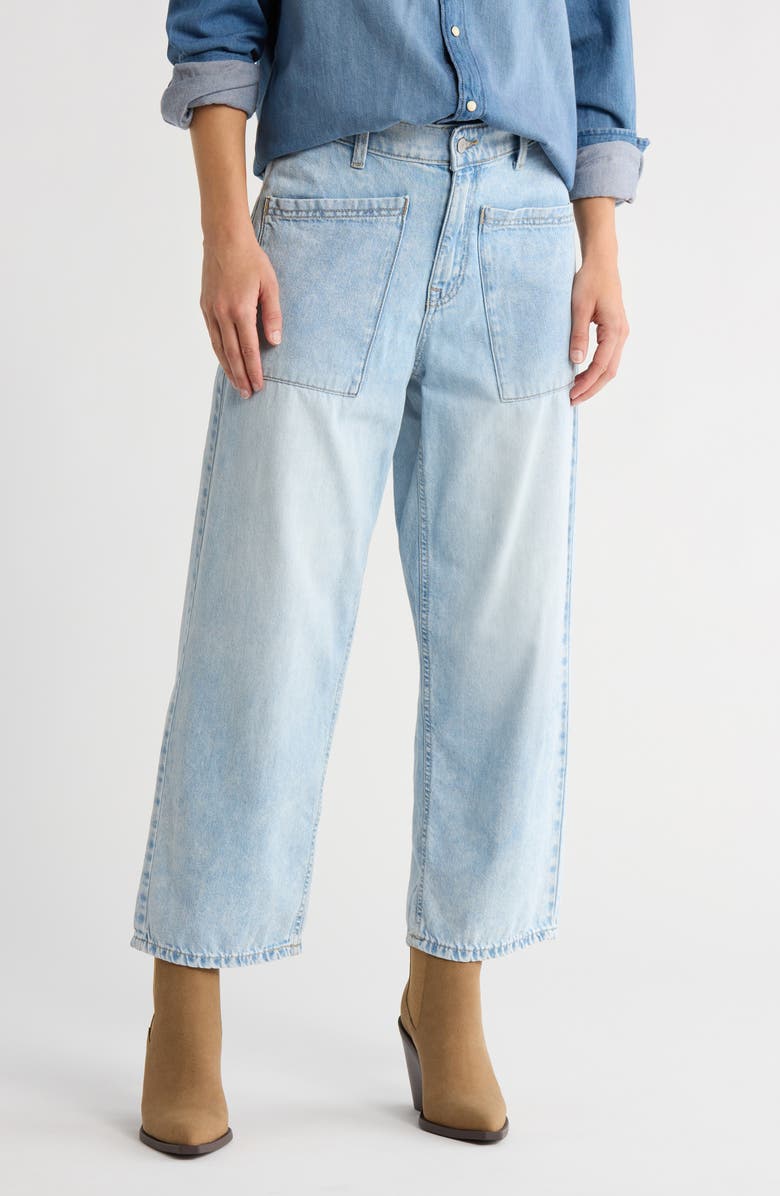 Lucky Brand Patch Pocket High Waist Wide Leg Jeans, Main, color, Long Weekend