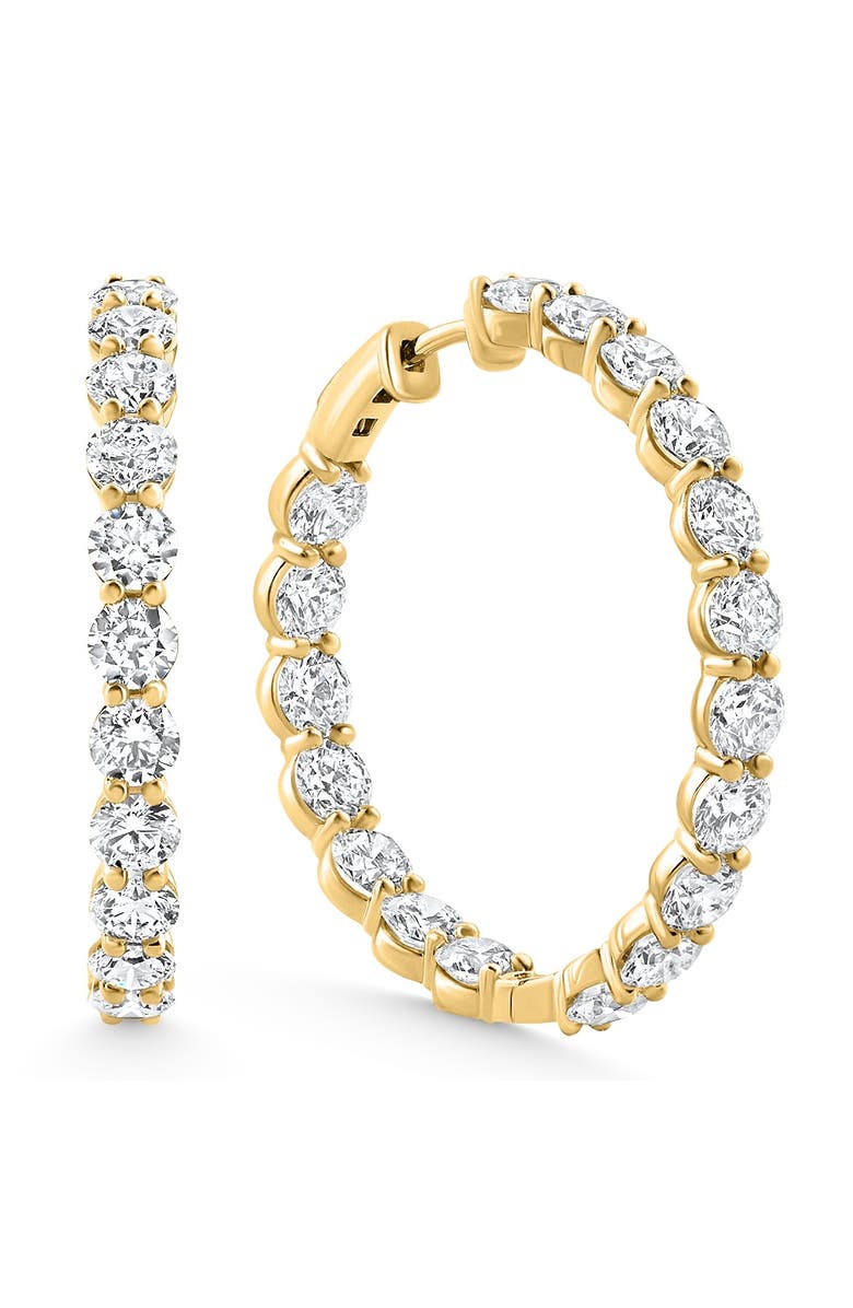 Bliss Diamond 7Ct TW Round Diamond Inside Outside Hoops Vault Lock 14k Gold Lab Grown, Main, color, 14K Yellow Gold
