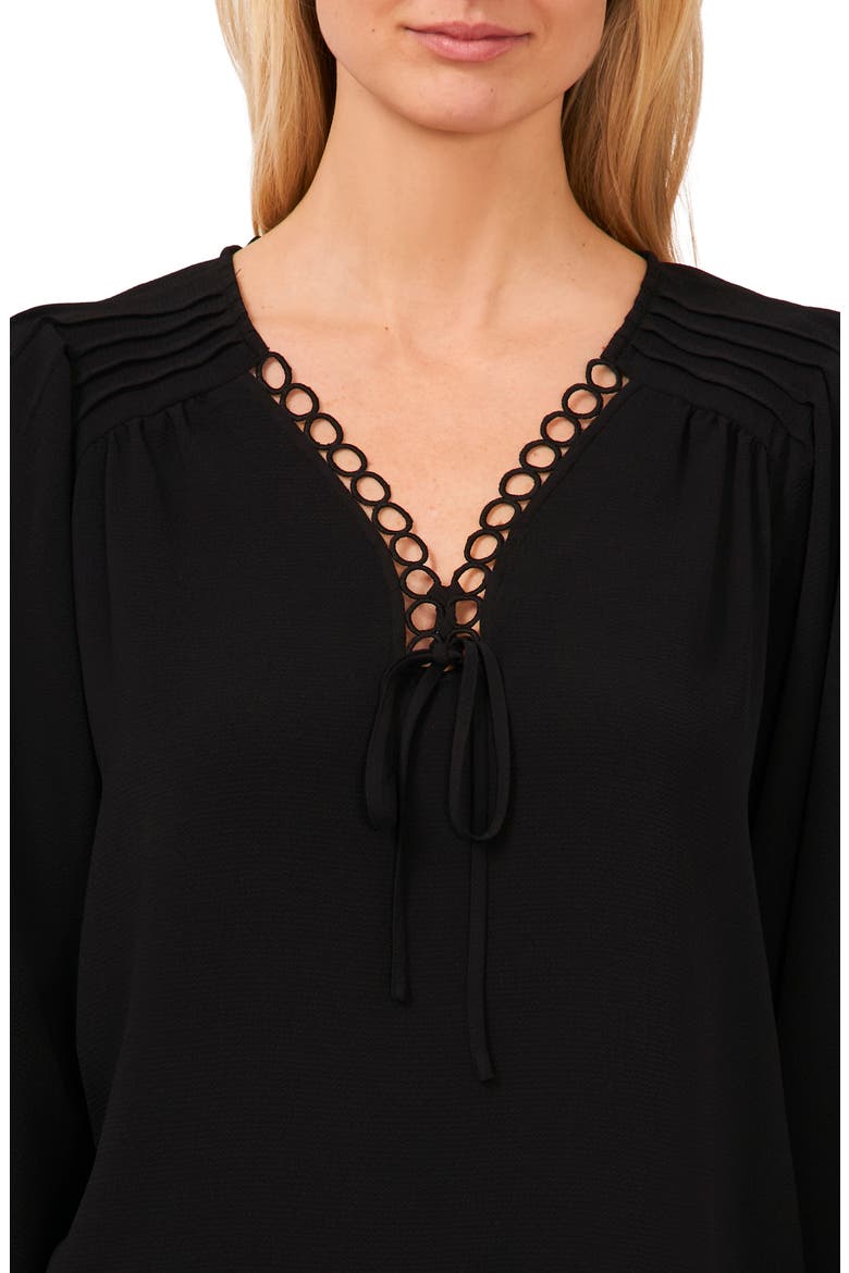 Circle Trim Pintuck Top, Alternate, color, RICH BLACK