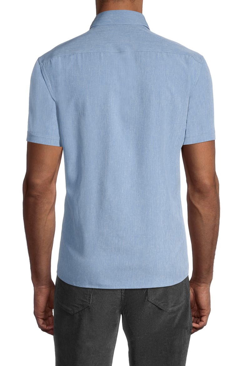 Microfiber Stretch Short Sleeve Button-Down Shirt, Alternate, color, LIGHT BLUE