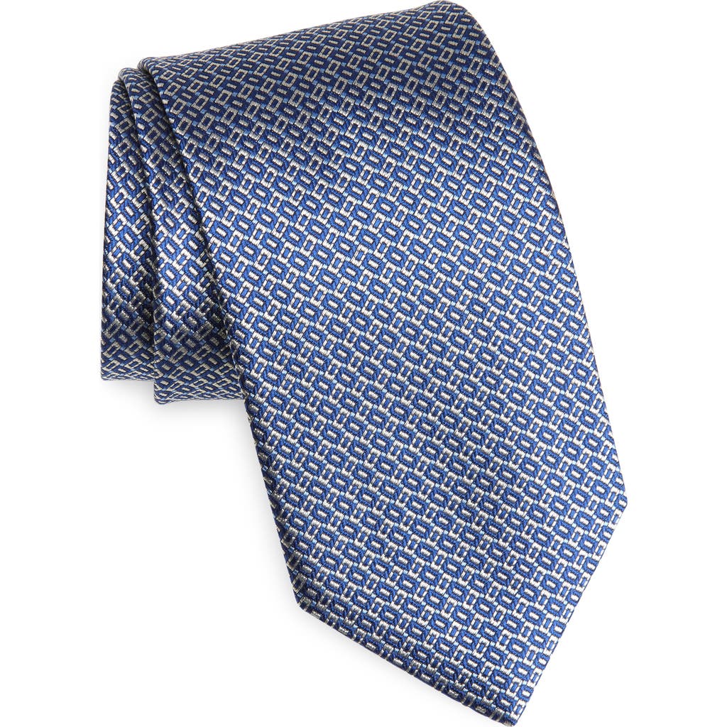 David Donahue Neat Silk Tie In Blue
