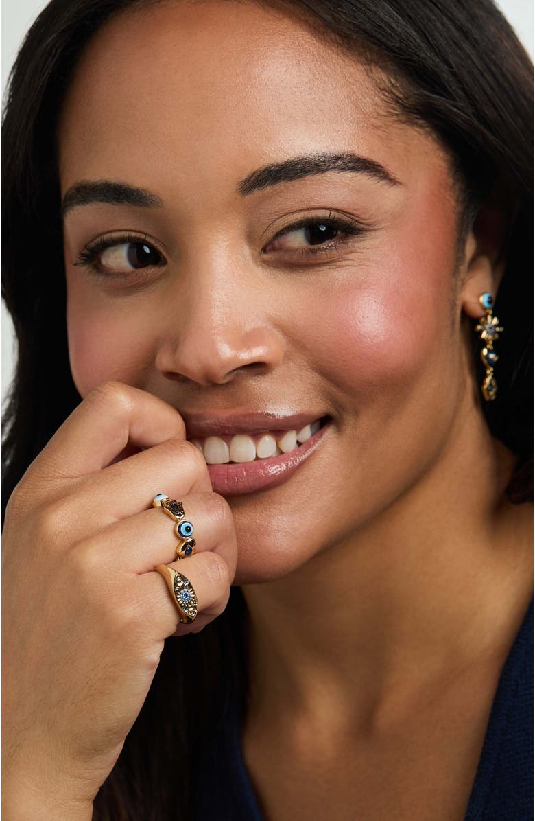 Alex and Ani Evil Eye Signet Ring, Alternate, color, Gold Blue