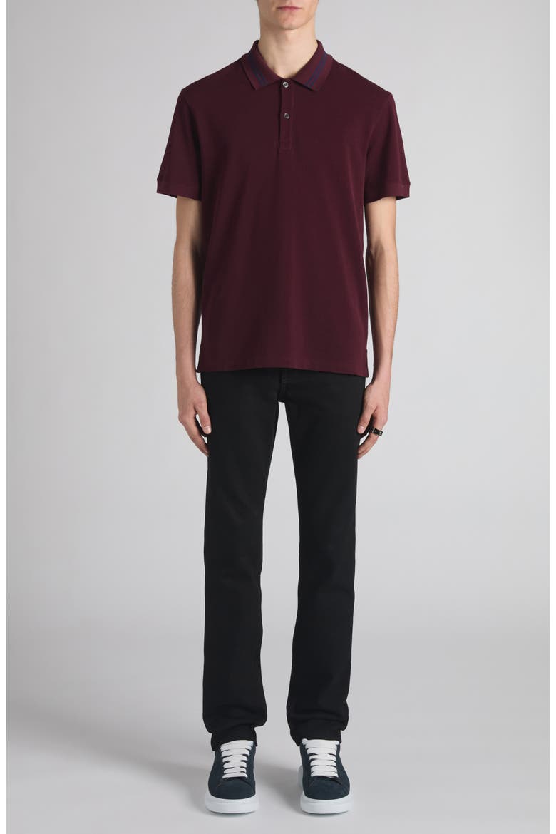 Logo Jacquard Collar Polo, Alternate, color, BORDEAUX