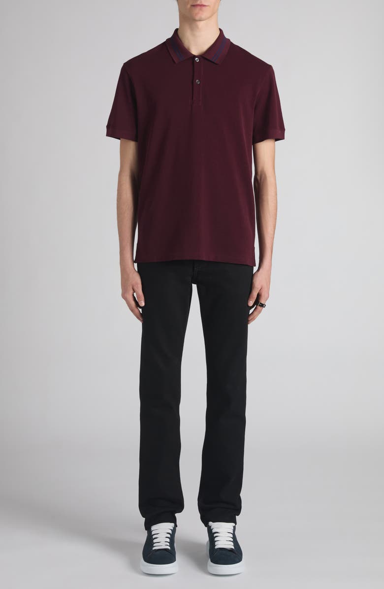 McQueen Logo Jacquard Collar Polo, Alternate, color, Bordeaux