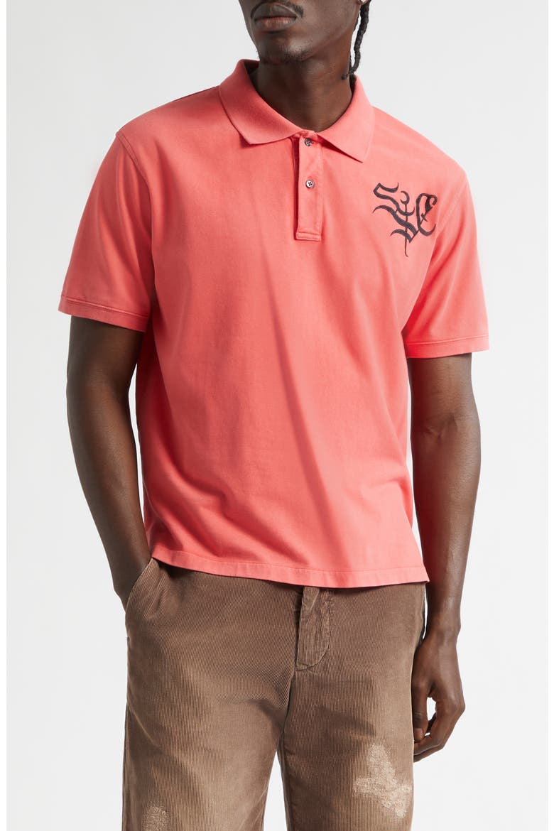 George Embroidered Crest Organic Cotton Polo, Main, color, TOMATINI
