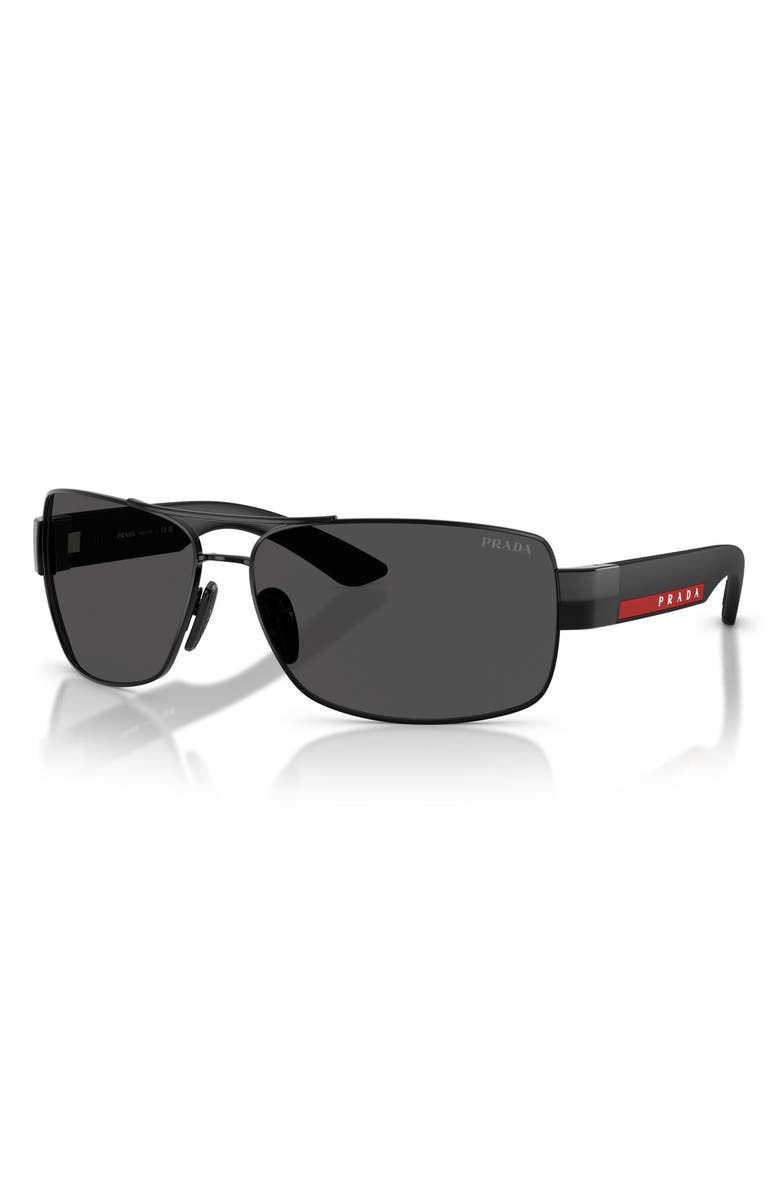 Prada Linea Rossa 65mm Shield Sunglasses, Alternate, color, Black / Dark Grey