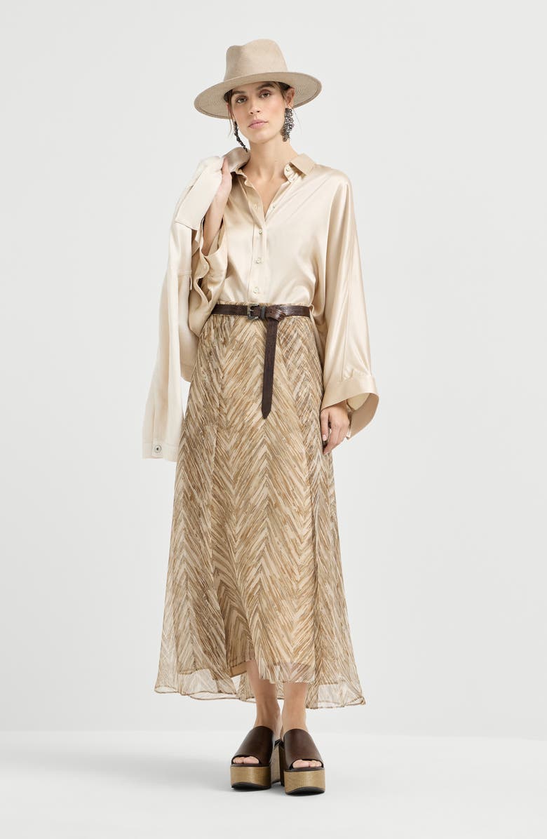 Brunello Cucinelli Paneled Circle skirt, Alternate, color, Beige