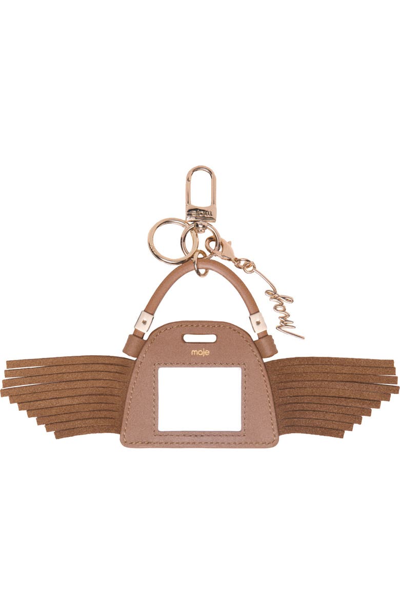 maje Miss M mini mirror bag charm, Main, color, Camel