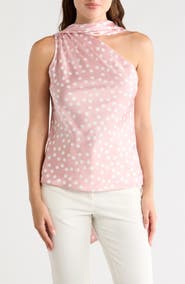 Renee C Scarf Detail One Shoulder Top