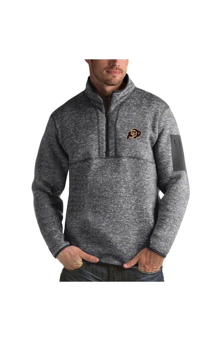 ANTIGUA Men's Antigua Charcoal Colorado Buffaloes Fortune Half-Zip Sweatshirt, Main, color, 