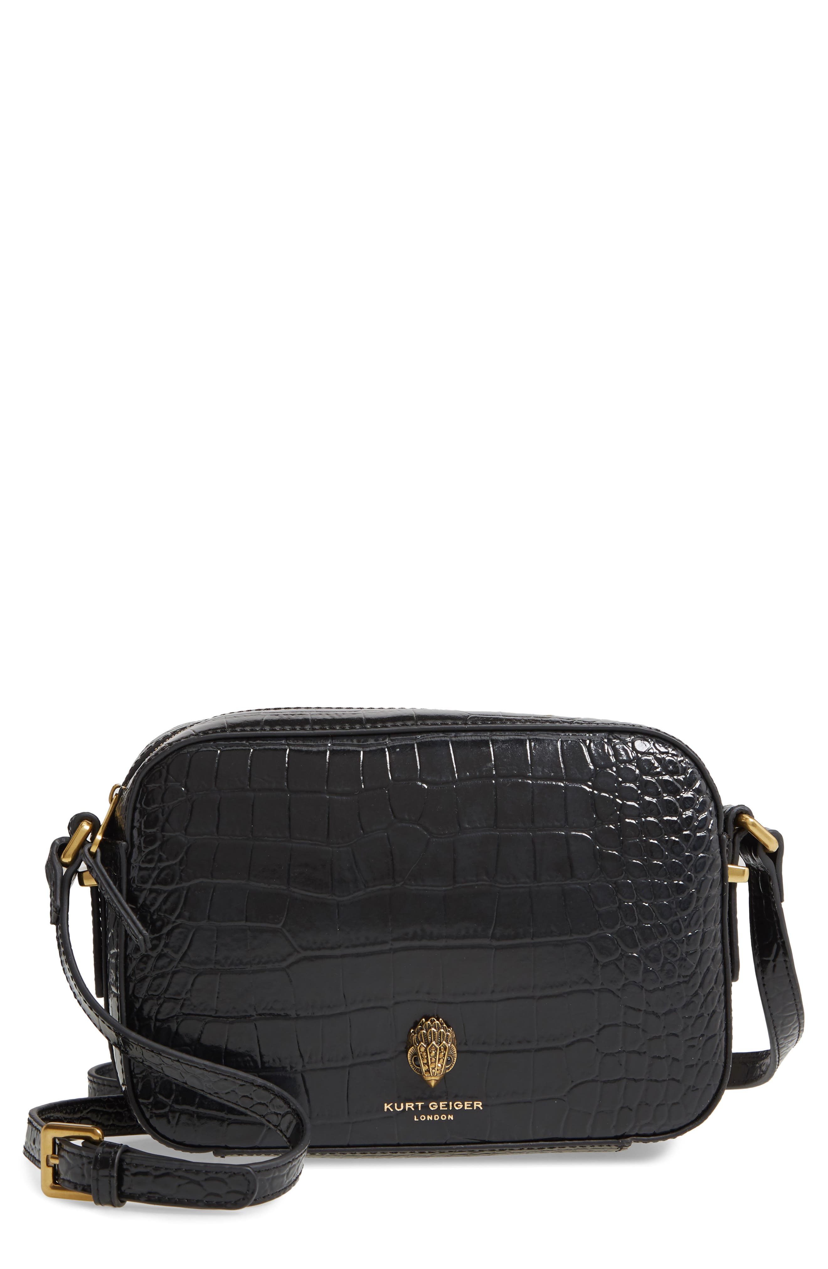 Kurt Geiger London Richmond Croc Embossed Leather Crossbody Bag, Main, color, 