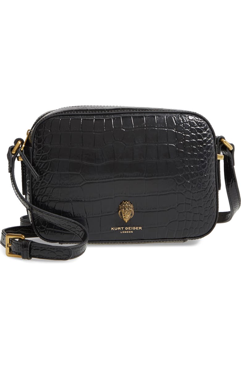 Kurt Geiger London Richmond Croc Embossed Leather Crossbody Bag, Main, color,