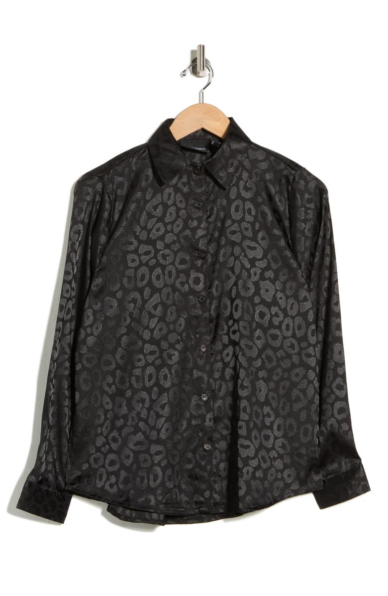 Forgotten Grace Leopard Button-Up Shirt, Alternate, color, Black