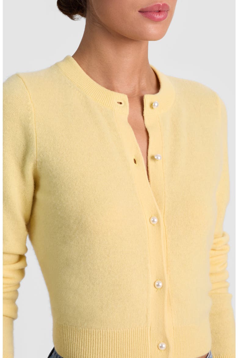 Dollie Cashmere Blend Crop Cardigan, Alternate, color, BUTTER