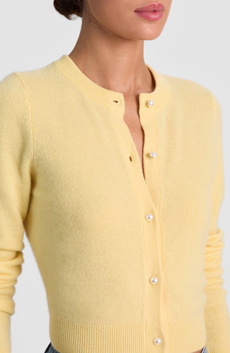 Alice + Olivia Dollie Cashmere Blend Crop Cardigan, Alternate, color, Butter