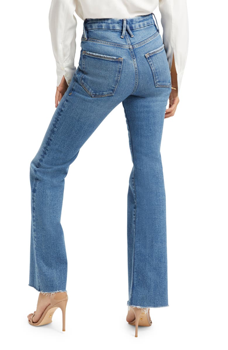 Good American Good Classic Raw Hem Bootcut Jeans, Alternate, color,