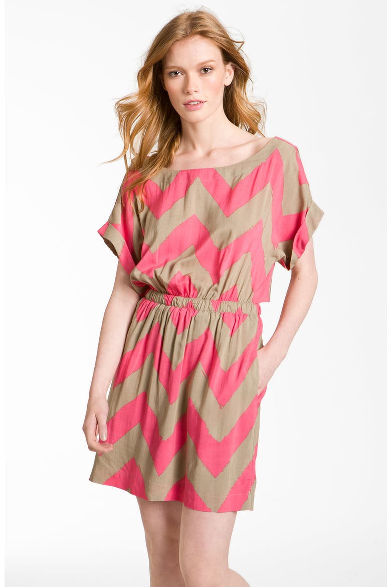 Zigzag Print Dress, Main, color, GUAVA COMBO