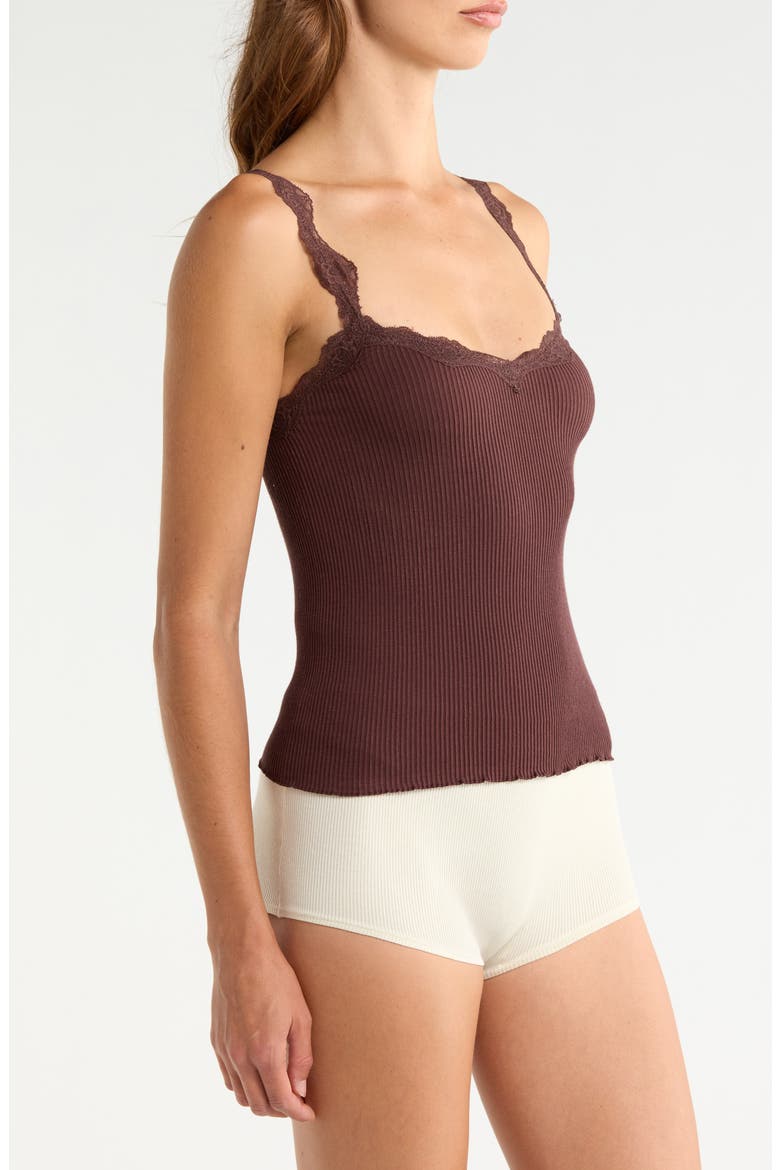 Spring Fever Rib Lace Trim Camisole, Alternate, color, CHOCOLATE