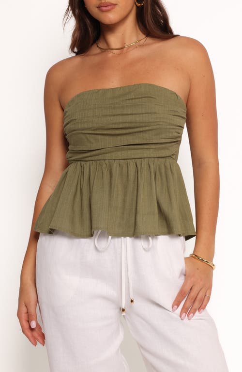 Petal And Pup Petal & Pup Maia Strapless Linen Blend Top In Green