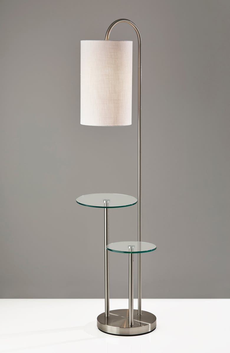 ADESSO LIGHTING Leonard Shelf Floor Lamp, Alternate, color, Brushed Steel