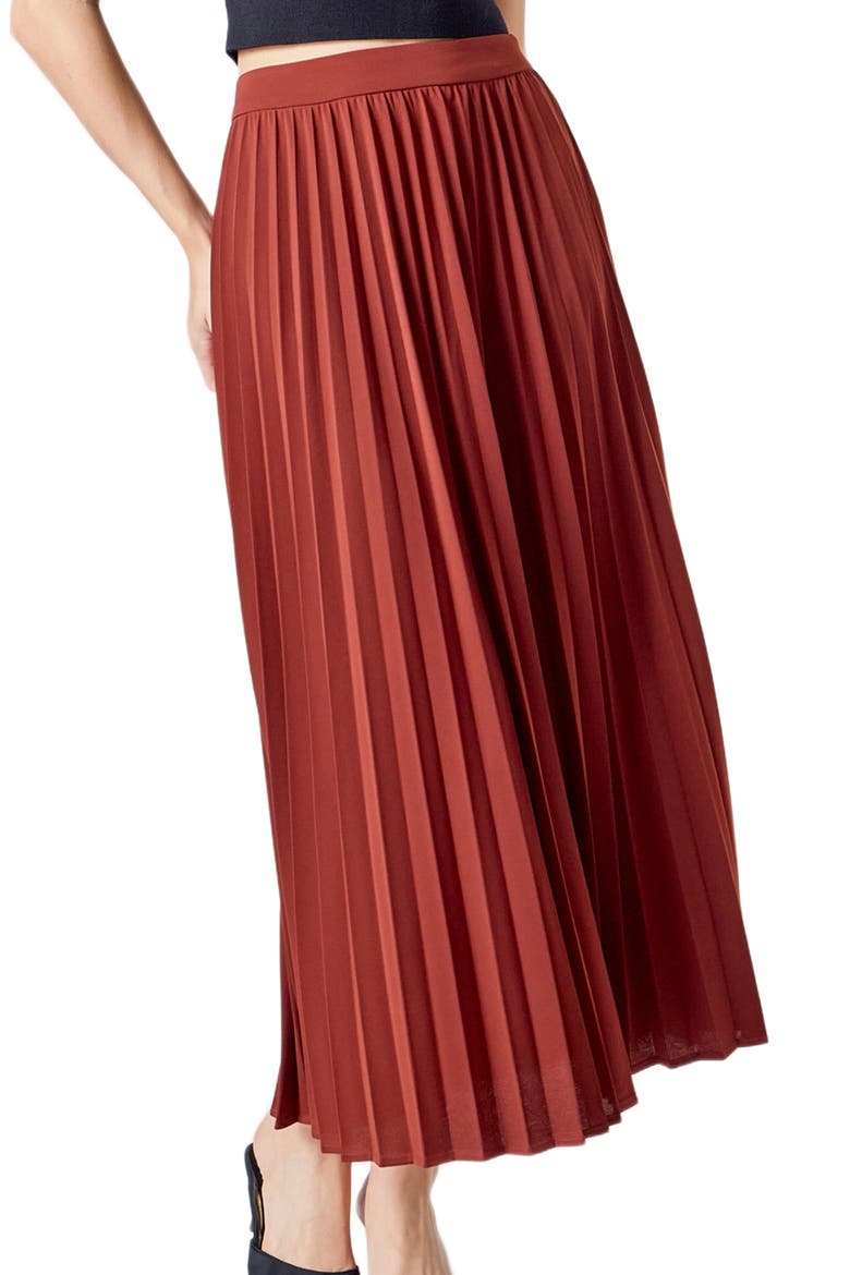 Pleated Maxi Skirt, Alternate, color, MOCHA MOUSSE