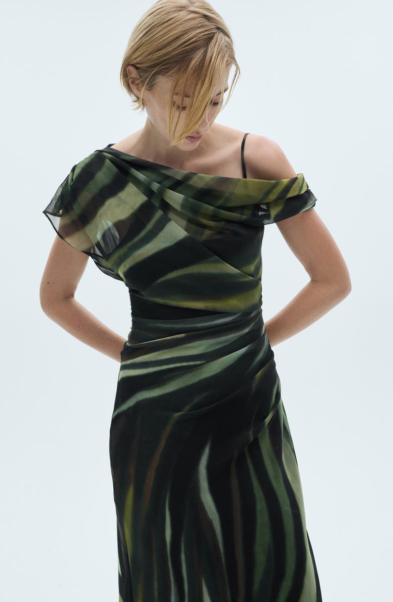 MANGO Abstract Print Asymmetric Dress, Alternate, color,