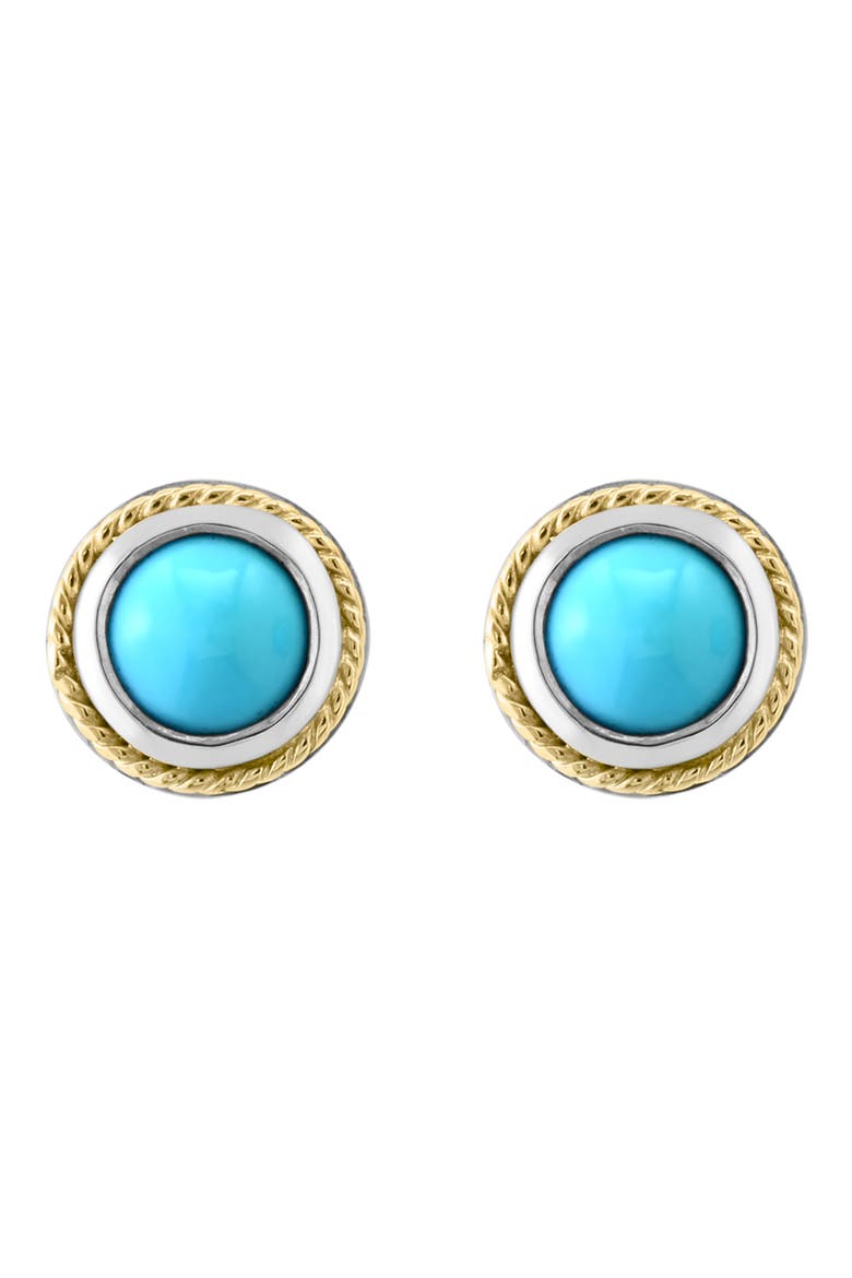 Turquoise & Diamond Stud Earrings, Main, color, BLUE