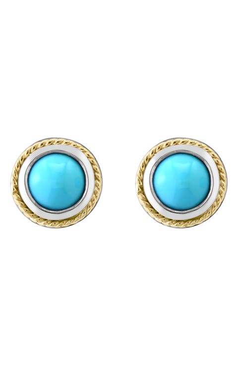 Turquoise & Diamond Stud Earrings