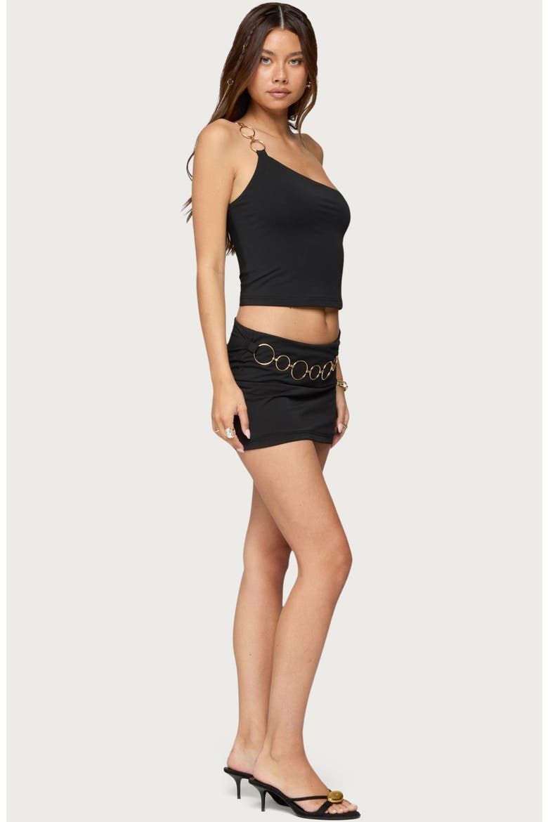 Ashlyn Ring Chain One-Shoulder Crop Top, Alternate, color, BLACK