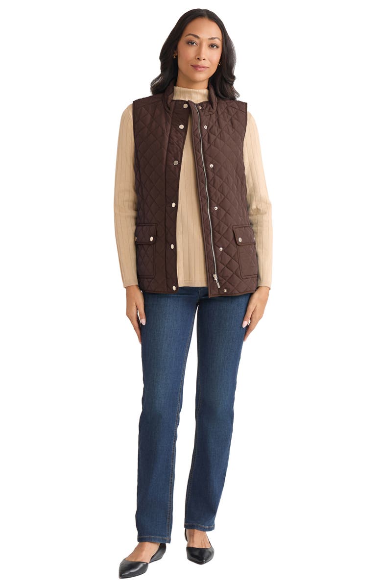 Jones New York Quilted Vest, Alternate, color, Coffee Bean