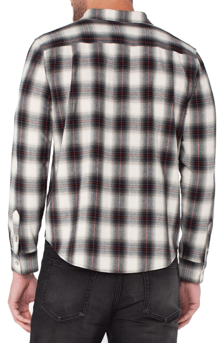 Liverpool Plaid Flannel Button-Up Shirt, Alternate, color, Black/ Red Multi