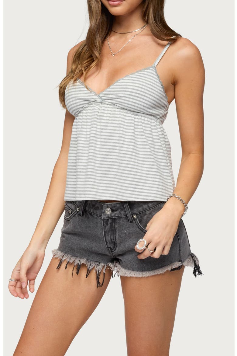 Orietta Stripe Babydoll Camisole, Alternate, color, GRAY-MELANGE