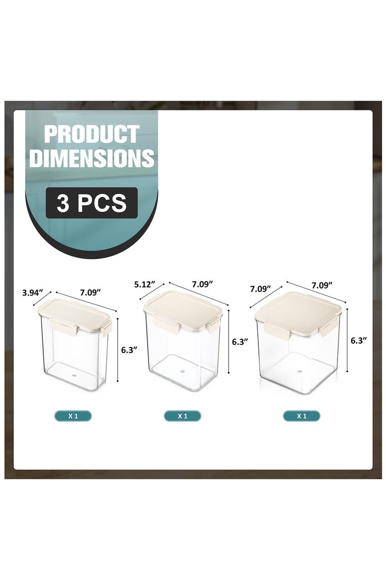 3-Piece Airtight Food Storage Container Set, Alternate, color, NO COLOR