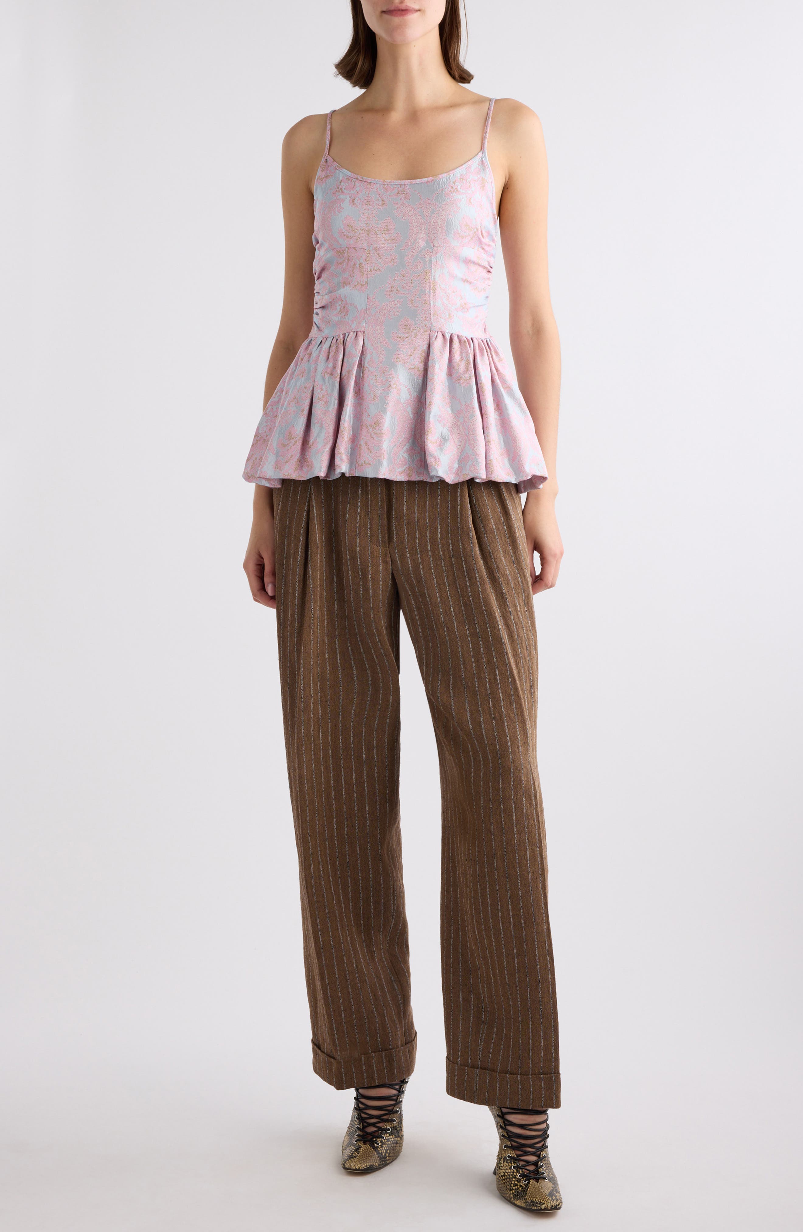Crio Floral Jacquard Peplum Top - image 2